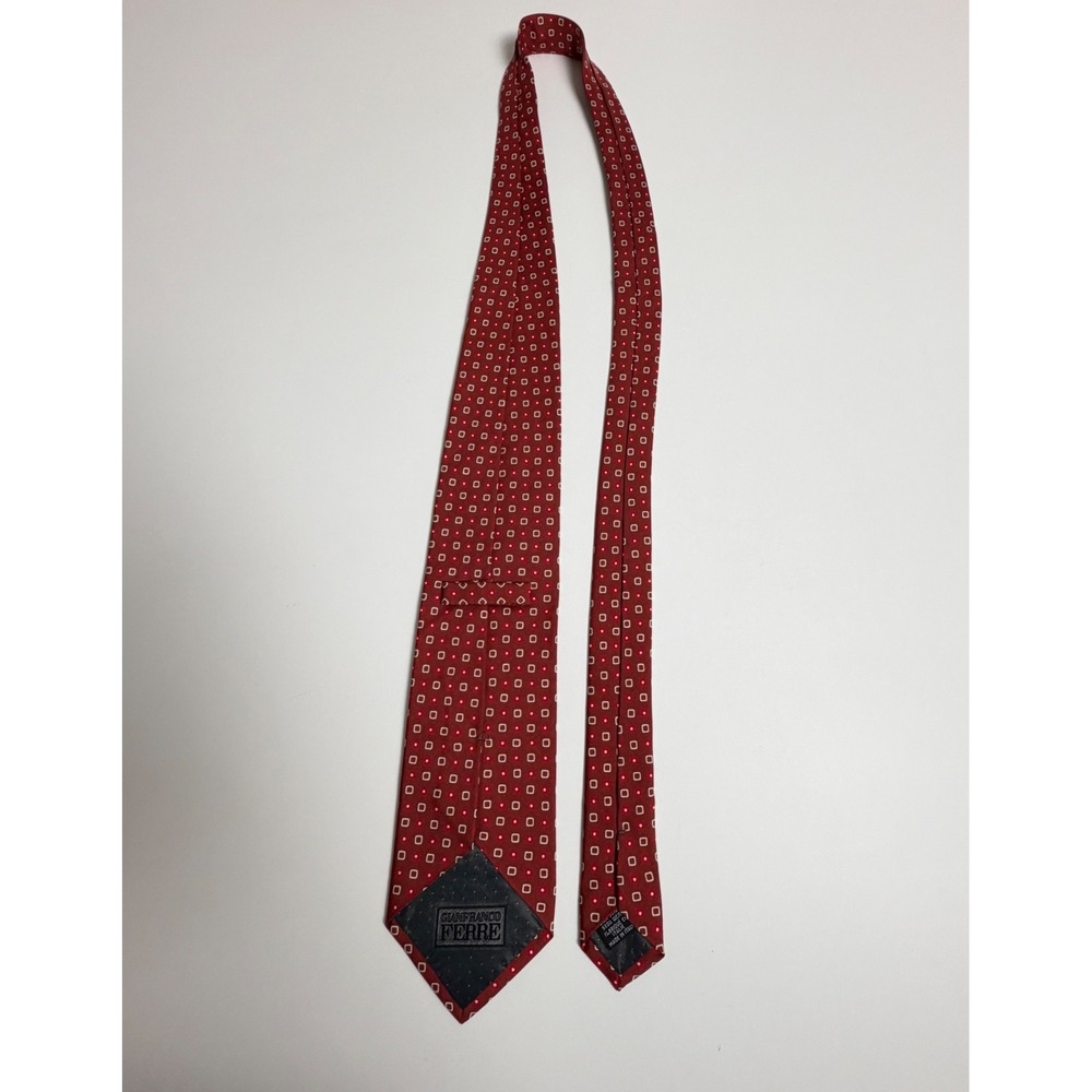 Gianfranco Ferre Red Geometric Square Dot 100% Silk Tie Italy - Picture 4 of 11